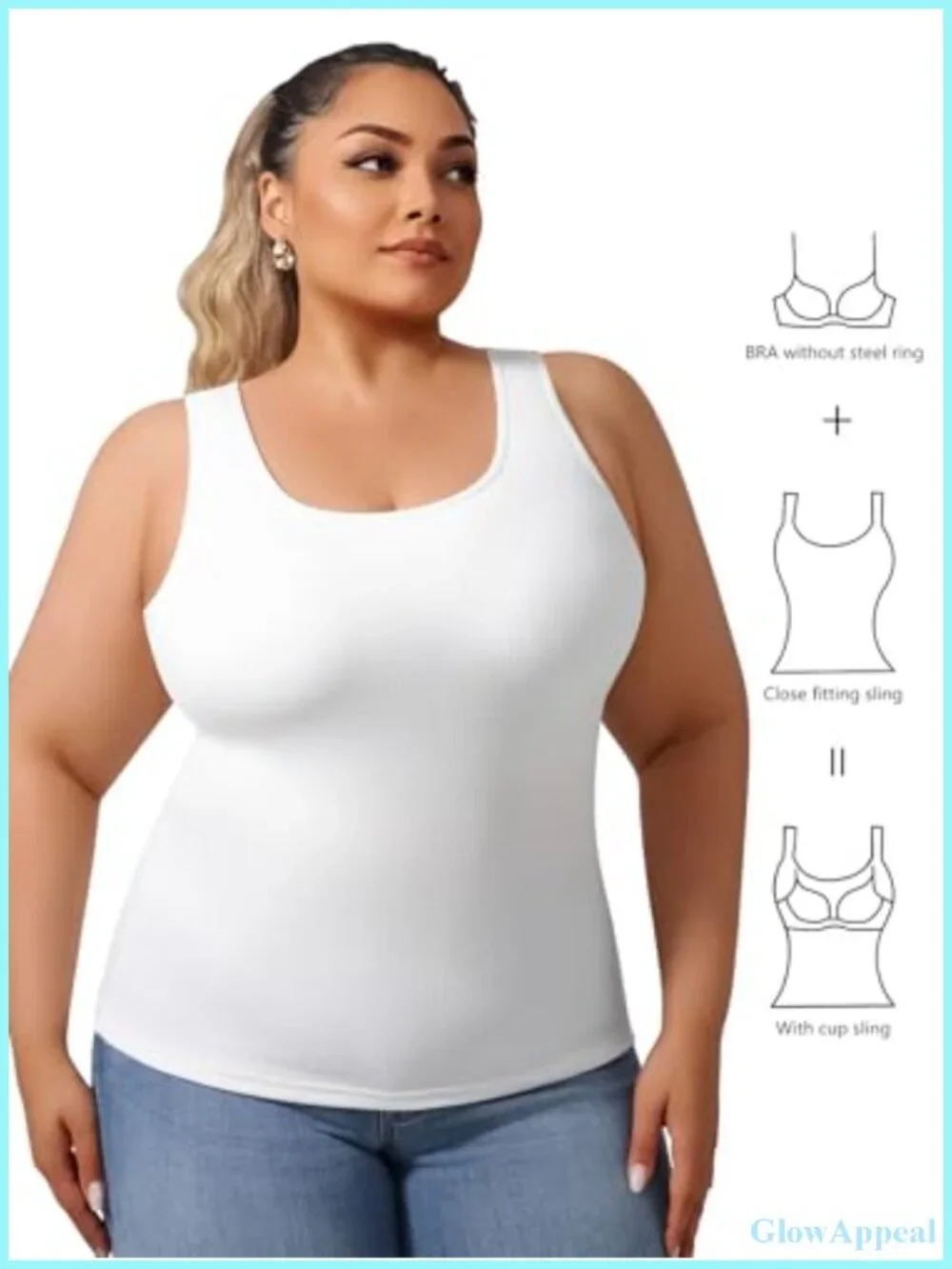 Plus Size Shapewear Tank Top with Built-in Bra Tummy Control Seamless Vest
